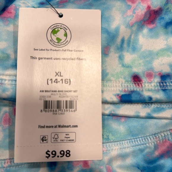 Athletic Blue and Pink Tie-Dye Tank Top and Shorts Set - Picture 7 of 8